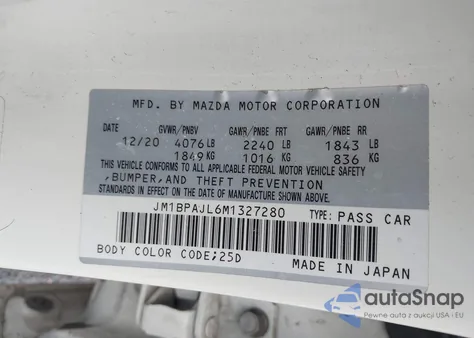2021 Mazda Mazda3 2.5 S из США, поврежденный, VIN JM1BPAJL6M1327280